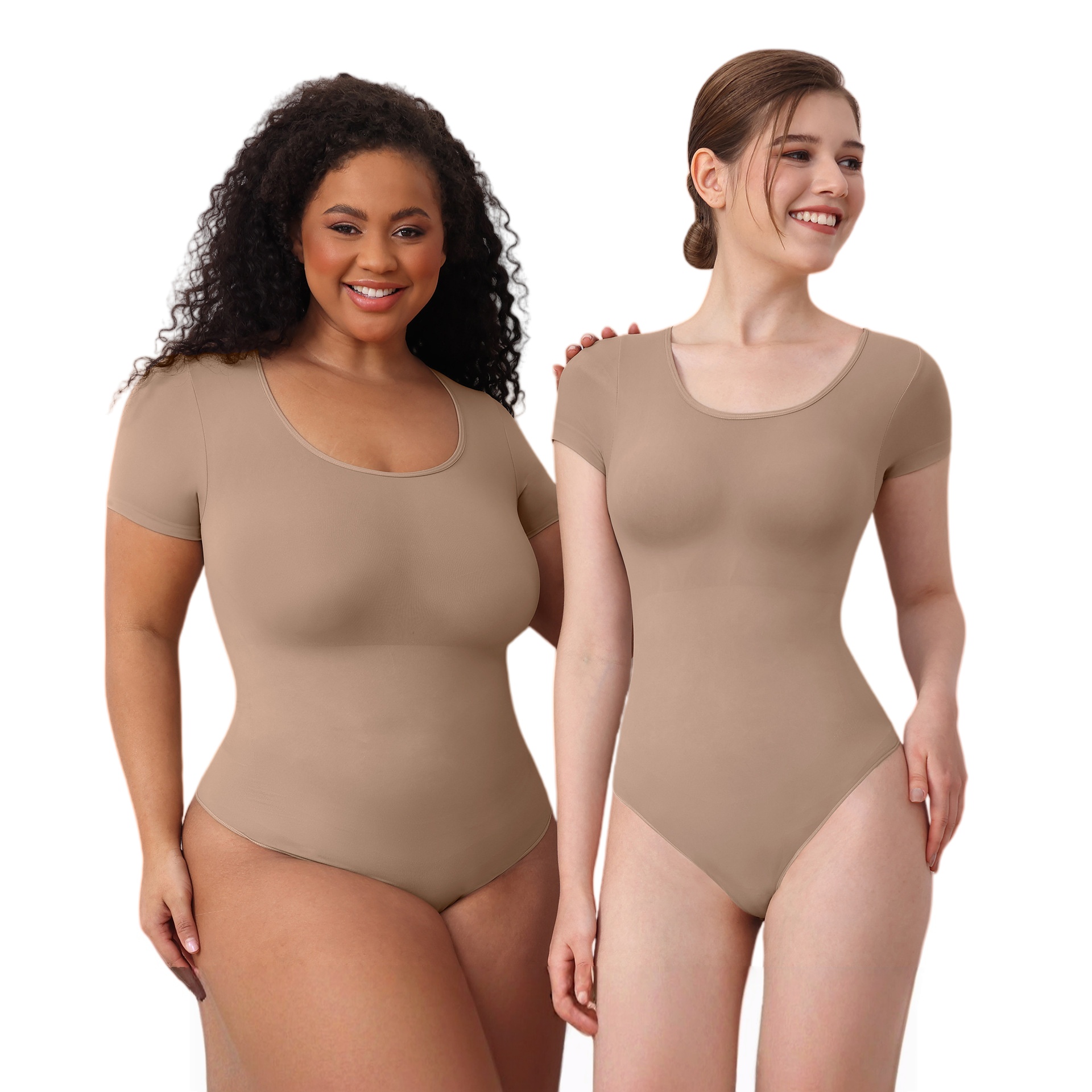 Short Sleeve Shaper Bodysuit - Tummy Control Lingerie Shapewear Thong Underwear